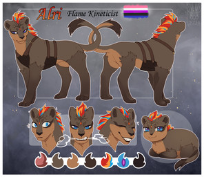 ambiguous_gender armor border breastplate clothing feral fur genderfluid_pride_colors lgbt_pride paws pride_colors solo tail tail_tuft text tuft white_border pixelflare paizo pathfinder alri felid lion mammal pantherine digital_drawing_(artwork) digital_media_(artwork) english_text hi_res model_sheet genderfluid_(lore) trans_(lore) trans_man_(lore)