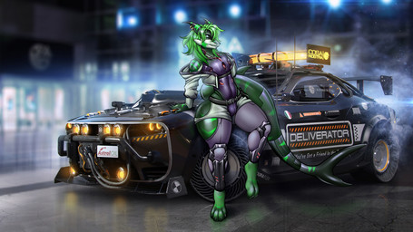 anthro big_butt bulge butt car city city_background city_lights clothed clothed_anthro clothed_male clothing cyber_leg cybernetics cyberpunk delivery_(commerce) delivery_employee ear_piercing ears_up femboy feminine food gradient gradient_body gradient_tail green_body green_eyes green_hair hair hashtag machine male markings neon neon_lights neon_sign paws piercing pizza shark_fin shark_tail sign sitting sitting_on_car smoke solo striped_body striped_markings striped_tail stripes tail tail_markings thick_tail vehicle dreampill igor_sobolevsky cd_projekt_red cyberpunk_2077 e621 e926 snow_crash grenzeshark aquatic fish shark 16:9 4k absurd_res hi_res wallpaper widescreen