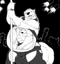 animal_genitalia anthro balls belly big_belly claws dancing duo feet forced fur genitals group holding_money holding_object internal male male/male male_pred male_prey money musclegut muscular open_mouth pole pole_dancing public public_vore sheath silhouette strip_club tail teeth tongue tongue_out unwilling_prey vore wet willing_pred pandottermon gulonine mammal mustelid musteline wolverine 2016 black_and_white hi_res monochrome story story_in_description