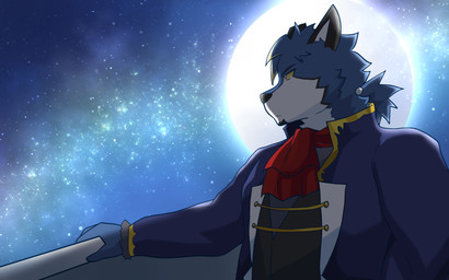 anthro blue_body fur hair light male moon moonlight multicolored_body multicolored_fur purple_eyes solo tied_hair dragokaizer666 dante_(dragokaizer) canid canine canis mammal wolf 16:10 absurd_res hi_res widescreen
