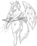 anthro arrow_(weapon) balls bow_(weapon) bulge clothwrought faceless featureless_face genitals hooves horn living_cloth_creature male penis ranged_weapon solo unguligrade weapon wings ebonyrubberwolf mythology animate_inanimate equid equine mammal mythological_creature mythological_equine winged_unicorn graphite_(artwork) hi_res monochrome traditional_media_(artwork)