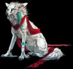 4_toes black_nose blue_eyes chat_pose ear_piercing feet feral fur paws piercing scarf simple_background toes transparent_background white_body white_fur nukerooster vergo_(lupacor) canid canine fox mammal alpha_channel