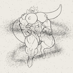 3_toes 4_fingers abs anthro areola big_breasts big_hands biped breasts claws eyewear featureless_crotch feet female female_anthro finger_claws fingers fur glasses hair huge_breasts hyper hyper_breasts intergalactic_macro long_hair long_tail macro macro_anthro macro_female muscular muscular_anthro muscular_female nipples smile solo space spaces tail text thick_thighs toes twitch_the_dragon nintendo pokemon ganger dewott generation_5_pokemon mammal mustelid otter pokemon_(species) 1:1 2024 absurd_res black_and_white english_text hi_res monochrome