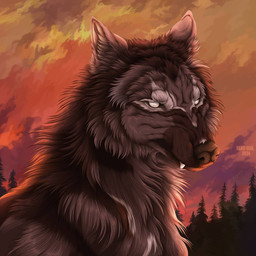 ambiguous_feral ambiguous_gender brown_body brown_fur brown_nose cheek_tuft empty_eyes facial_tuft fangs feral fur mouth_closed neck_tuft outside plant solo teeth text tree tuft white_eyes msdeadsoul canid canine mammal 1:1 2024 artist_name dated hi_res