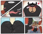 2021 anal anal_orgasm anthro anthro_on_anthro balls bear belly big_butt black_body black_fur blush bodily_fluids butt chunk_(trashtoonz) comic cum cum_while_penetrated deep_rimming dialogue duo ejaculation english_text fur genital_fluids genitals hands-free heart_symbol hi_res internal male male/male mammal oral orgasm outside overweight overweight_male penetration penis percy_(trashtoonz) prostate rimming sex size_difference small_dom_big_sub small_top_big_bottom smokey_(trashtoonz) speech_bubble suid suina sus_(pig) sweat sweaty_balls sweaty_butt sweaty_genitalia sweaty_penis text trashtoonz wild_boar