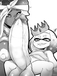 big_penis duo female genitals gynomorph gynomorph/female huge_penis hyper hyper_genitalia hyper_penis intersex intersex/female penis smug starykrow nintendo splatoon marina_(splatoon) pearl_(splatoon) human humanoid mammal monochrome