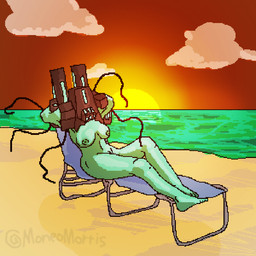 armor breasts clothing female footwear headgear helmet machine nude nude_female solo sunset tentacles moneomortis new_blood_interactive ultrakill mindflayer_(ultrakill) humanoid robot robot_humanoid 1:1 digital_media_(artwork) pixel_(artwork)