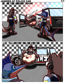anthro arrested arthropod_abdomen belly border breed car checkered officers organs police police_officer road service slosh sloshing sport_utility_vehicle squeezing squirm squirming stomach stuck stuffing swaying text transport vehicle vore white_border whole jammie_monsta_doggo scuffle sway aquatic billfish canid canine canis collie domestic_dog domestic_ferret fish herding_dog istiophoriform mammal marlin mustelid musteline pastoral_dog sailfish scalie sheepdog true_musteline weasel comic english_text hi_res story story_in_description