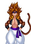 blue_eyes clothed clothing eyeshadow female makeup muscular muscular_female purple_eyeshadow simple_background smile sunart teeth white_background sunsetcorp dragon_ball five_nights_at_freddy's fredina's_nightclub scottgames frenni_fazclaire gogeta humanoid 2024 absurd_res digital_media_(artwork) hi_res