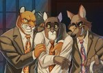 agent anthro arrested clothing cuff_(restraint) detective graphic_novel group handcuffs male male/male metal_cuffs necktie restraints shirt smile suit topwear trio leo-artis blacksad john_blacksad canid canine canis cougar coyote domestic_cat felid feline felis mammal wolf absurd_res comic hi_res