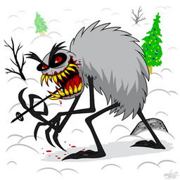 black_sclera blood bodily_fluids christmas_tree claws death fur grey_body grey_fur hard_vore holidays male plant red_eyes sharp_teeth ski snow solo teeth tree vore yellow_teeth mast3r-rainb0w christmas skifree yeti 1:1 hi_res