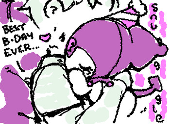 ambiguous_anthro ambiguous_gender ambiguous_human anthro arms_bent black_text chibi clothed clothed_ambiguous clothed_anthro clothed_human clothing dialogue duo ellipsis eyes_closed faceless_ambiguous faceless_character faceless_human hair heart_symbol hood hug hugging_another purple_hood purple_tail shirt spade_tail squigglevision tail text topwear white_body ligma_(artist) onegai_my_melody sanrio kuromi demon human lagomorph leporid mammal rabbit 2025 animated digital_media_(artwork) english_text flat_colors low_res wigglypaint_(artwork) female_(lore)