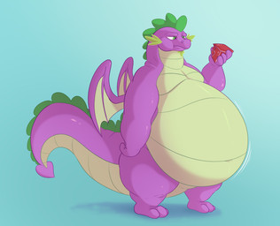 3_toes 4_fingers aged_up anthro belly big_belly bite_mark eating facial_hair feet fingers frown gem goatee half-closed_eyes holding_gem holding_jewelry holding_object jewelry looking_at_object male narrowed_eyes navel nude obese obese_anthro obese_male overweight overweight_anthro overweight_male puffed_cheeks raised_arm raised_tail scales solo standing tail toes wings blitzit european_mythology friendship_is_magic hasbro my_little_pony mythology spike_(mlp) dragon mythological_creature mythological_scalie scalie western_dragon 2022 absurd_res digital_media_(artwork) hi_res