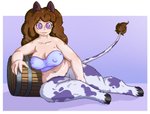 bare_shoulders barrel brown_hair clothing ears_up female hair heart_eyes heart_symbol hooves lying navel nipple_outline overweight overweight_female overweight_taur purple_eyes simple_background sitting slightly_chubby slightly_chubby_female solo topwear xquid annebelle animal_humanoid bovid bovid_humanoid bovine bovine_humanoid cattle_humanoid humanoid mammal mammal_humanoid taur