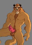 animal_genitalia animal_penis anthro balls brown_body brown_fur claws erection fur genitals grey_background horn male nude penis simple_background solo ripushko beauty_and_the_beast disney beast_(disney) mammal monster 2021 hi_res