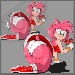 accessory anthro bent_over big_butt boots bracelet butt butt_slap clothing dress female flower footwear fur gloves green_eyes hair_accessory hairband handwear huge_butt jewelry pink_body pink_fur plant rose_(flower) shoes slap solo spanking tail tan_body tan_skin sourwayneacid sega sonic_the_hedgehog_(series) amy_rose eulipotyphlan hedgehog mammal 1:1 absurd_res hi_res