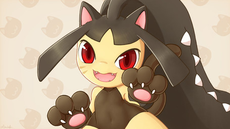 anthro cat_costume cat_eared_creature cat_tail clothing costume cute_fangs fangs female gloves halloween_costume handwear holidays knocking leotard paw_gloves red_eyes smile solo teeth yellow_body mawaifu halloween nintendo pokemon generation_3_pokemon mawile pokemon_(species) 16:9 2021 digital_drawing_(artwork) digital_media_(artwork) hi_res wallpaper widescreen
