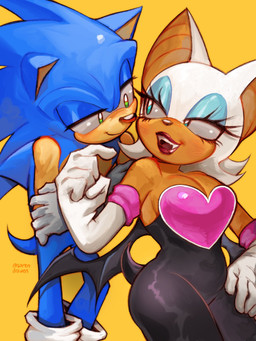 breasts cleavage clothed clothing duo eyeshadow female fur gloves handwear makeup male male/female membrane_(anatomy) membranous_wings tail white_body white_fur wings sorendraws sega sonic_the_hedgehog_(series) rouge_the_bat sonic_the_hedgehog bat eulipotyphlan hedgehog mammal 3:4 hi_res