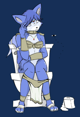 anthro blue_body blue_fur bottomwear brown_bottomwear brown_clothing brown_loincloth clothing eyes_closed feet female flies_for_smell fur implied_scat jewelry loincloth loincloth_down markings necklace paws pooping pooping_in_toilet sitting sitting_on_toilet solo tattoo toes toilet toilet_paper toilet_use tribal tribal_clothing tribal_jewelry tribal_markings tribal_necklace tribal_tattoo lulmuffinz nintendo star_fox krystal_(star_fox) alien arthropod canid canine fly_(animal) fox insect mammal 2012 alpha_channel