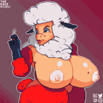 anthro areola big_breasts breasts cigarette elderly elderly_anthro elderly_female female fur hair holding_cigarette holding_object huge_breasts looking_at_viewer markings mature_anthro mature_female mole_(marking) nipples nude red_body red_fur red_wool smoke smoke_ring smoking solo white_body white_fur white_hair white_wool wide_hips wool_(fur) thebarepixels helbaa_(smutbooru) bovid caprine mammal sheep 1:1 2d_animation animated no_sound short_playtime webm