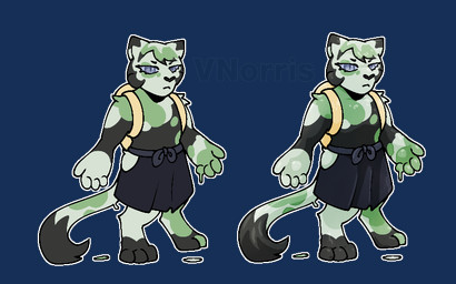 anthro backpack black_body black_fur black_markings black_nose blue_eyes fur green_body green_fur green_markings male markings outline paws simple_background skirt_only solo transparent_background white_outline puppetmaster13uwu changed_(video_game) demon_slayer kimetsu_no_yaiba yushiro_(demon_slayer) domestic_cat felid feline felis mammal 16:10 2026 alpha_channel cel_shading crossover digital_media_(artwork) shaded widescreen