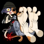 2022 3_toes 5_fingers absurd_res ambiguous_gender anthro barefoot beanie brother_(lore) brother_and_sister_(lore) calico_cat clothed clothing dazidentevil digital_media_(artwork) disembodied_hand domestic_cat duo ear_piercing epic_games feet felid feline felis female fingers foot_fetish foot_focus fortnite hat headgear headwear hi_res hindpaw humanoid_feet mammal meow_skulls_(fortnite) meowscles mostly_offscreen_character mottled one_eye_closed open_mouth paws piebald piercing plantigrade sibling_(lore) simple_background sister_(lore) soles solo_focus tickle_fetish tickling tickling_feet toes white_background