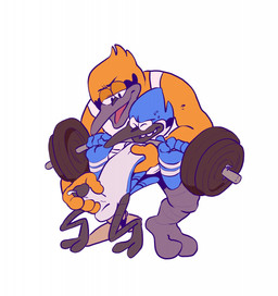 anthro balls beak duo exercise genitals handjob humanoid_genitalia humanoid_penis male male/male male_anthro penile penis sex teeth toothed_beak weightlifting workout mysterymanbob cartoon_network regular_show john_(regular_show) mordecai_(regular_show) avian bird blue_jay corvid jay_(bird) new_world_jay oscine passerine hi_res