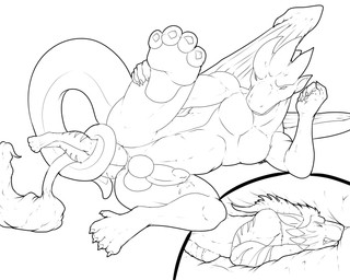 anal anal_vore anthro anus balls bodily_fluids claws duo erection feet forced fur genital_fluids genitals head_first internal lying male male/male male_pred male_prey nude nude_pred nude_prey on_side partially_inside penis precum raised_leg size_difference smile tail unwilling_prey vore willing_pred wings pandottermon mythology dragon mythological_creature mythological_scalie scalie 2018 black_and_white hi_res monochrome