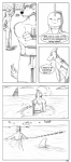 anthro balls beach canid canine canis casual_nudity comic dialogue digital_drawing_(artwork) digital_media_(artwork) domestic_dog embarrassed english_text fish flaccid forsen genitals greyscale group hi_res male mammal marine monochrome nude nude_beach obeke outside penis seaside shark tail text