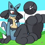 3_toes ambiguous_gender anthro barefoot between_toes feet foot_fetish foot_focus hindpaw larger_anthro macro nude nude_ambiguous nude_anthro paws size_difference smaller_ambiguous soles toes discardigan nintendo pokemon generation_4_pokemon lucario pokemon_(species) 1:1 hi_res