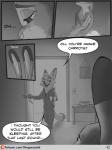 absurd_res after_sex anthro beverage canid canine clothed clothing coffee comic covering covering_self dialogue dipstick_ears dipstick_tail disney duo ear_markings english_text female fox fur greyscale hi_res hoodie judy_hopps lagomorph leporid male mammal markings monochrome multicolored_ears multicolored_tail nick_wilde rabbit red_fox tail tail_markings text the_gory_saint topwear true_fox url zootopia