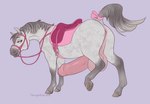 accessory anus big_penis bow_ribbon bridle erection feral foreskin fur furgonomics genitals green_eyes grey_body grey_fur gynomorph hooves humanoid_genitalia humanoid_penis intersex looking_at_viewer multicolored_body multicolored_fur penis raised_hoof raised_tail ribbons saddle solo tail tail_accessory tail_bow tail_ribbon two_tone_body two_tone_fur chewycuticle equid equine horse mammal 2024 absurd_res hi_res