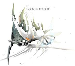 2_horns ambiguous_gender battle biped black_body cloak clothed clothing duo holding_melee_weapon holding_object holding_weapon horn looking_at_another melee_weapon motion_lines nail_(weapon) orange_eyes simple_background text weapon white_background white_head wings du_dang hollow_knight_(franchise) team_cherry hollow_knight_(character) the_knight_(hollow_knight) arthropod infected_(species) vessel_(species) 2019 english_text