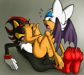 anal anthro bat_wings duo feet female foot_fetish foot_lick genitals humanoid_feet licking male membrane_(anatomy) membranous_wings penis plantigrade tongue wings salmacisreptile sega sonic_the_hedgehog_(series) rouge_the_bat shadow_the_hedgehog bat eulipotyphlan hedgehog mammal
