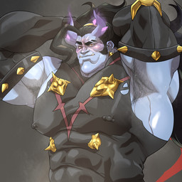 2_horns abs armpit_hair barazoku barbell_piercing biceps black_clothing black_gloves black_hair black_handwear black_shirt black_tank_top black_topwear blue_body blue_skin blush bodily_fluids body_hair clothing ear_piercing ear_ring eyebrow_slit eyebrow_stud eyebrows facial_stud forearm_muscles gloves gold_(metal) gold_ear_ring hair handwear horn long_hair male muscular muscular_humanoid muscular_male nipple_barbell nipple_outline nipple_piercing nipples not_furry pecs piercing piercing_outline red_eyes ring_piercing shirt solo spiked_gloves spikes sweat tank_top topwear triceps tusks hitenmaru blizzard_entertainment overwatch mauga_(overwatch) demon demon_humanoid humanoid 1:1 2025 absurd_res hi_res