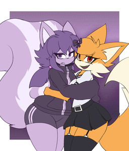 duo female lanfreez lucy_(lanfreez) humanoid mammal mephitid skunk hi_res