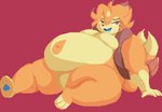 anthro belly big_belly big_butt butt hair male obese obese_anthro obese_male orange_body overweight overweight_anthro overweight_male simple_background smile solo tail thick_thighs wide_hips enkah nintendo pokemon floatzel generation_4_pokemon pokemon_(species) digital_media_(artwork) hi_res