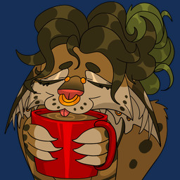 anthro beverage blinking coffee coffee_mug dyed_fur ear_twitch facial_piercing female hair lapping licking nose_piercing nose_ring piercing ring_piercing solo tongue hotdogvendor earl_grey_(hotdogvendor) bobcat felid feline lynx mammal 1:1 2d_animation animated