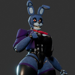 4_fingers abs anthro big_breasts black_clothing black_eyelids black_legwear black_leotard black_thigh_highs blue_body bow_tie breasts buckteeth checkered checkered_background clothed clothing cropped_jacket crossgender eyelashes female fingers glistening glistening_clothing glistening_legwear glistening_leotard glistening_thigh_highs grey_background jacket legwear leotard looking_at_viewer machine mtf_crossgender muscular muscular_anthro muscular_female open_clothing open_jacket open_mouth open_topwear pattern_background purple_clothing purple_jacket purple_topwear red_bow_tie red_eyes simple_background solo standing teeth thick_thighs thigh_highs topwear wide_hips atumalaca atumalaca_(modeler) five_nights_at_freddy's scottgames bonnie_(fnaf) animatronic lagomorph leporid mammal rabbit robot robot_anthro 2025 3d_(artwork) digital_media_(artwork) unfinished