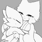 anthro clothed clothing cuddling duo female male male/female partially_clothed liqueurmask nine_sols red_candle_games heng_(nine_sols) yi_(nine_sols) felid feline mammal solarian 1:1 greyscale monochrome brother_(lore) brother_and_sister_(lore) incest_(lore) sibling_(lore) sister_(lore)