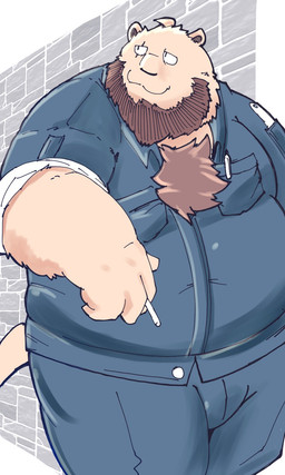 anthro bottomwear clothing kemono male mature_male overweight overweight_male pants scar shirt solo standing topwear dain_4201 felid lion mammal pantherine 2026 3:5 hi_res