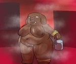 anthro belly bodily_fluids breasts bucket container cum cum_covered cum_in_bucket cum_in_container female genital_fluids genitals messy musk musk_clouds nipples nude overweight overweight_female pussy short_stack solo sweat oxkingky microsoft minecraft mojang xbox_game_studios domestic_pig mammal piglin suid suina sus_(pig)