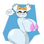 anthro big_breasts big_butt bow_ribbon breasts butt female huge_breasts huge_butt nude solo speech_bubble blazerfurro aggretsuko sanrio manaka_(aggretsuko) chinchilla chinchillid mammal rodent 1:1 absurd_res hi_res