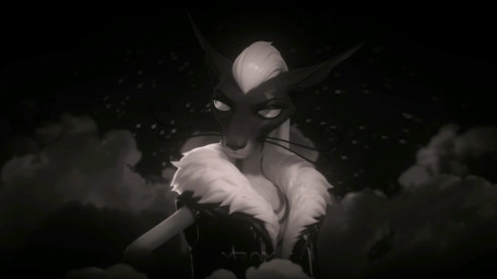 anthro clothed clothing cloud female solo space x-rom a_hat_in_time empress_(ahit) domestic_cat felid feline felis mammal 16:9 3d_(artwork) 3d_animation animated digital_media_(artwork) hi_res high_framerate huge_filesize monochrome short_playtime sound webm widescreen