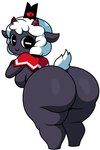 anthro bent_over big_butt breasts butt butt_focus female horn huge_butt looking_back mouth_closed scut_tail short_tail simple_background solo tail thick_thighs white_background jutsapostion cult_of_the_lamb massive_monster_(studio) lamb_(cult_of_the_lamb) bovid caprine mammal sheep 2024 digital_drawing_(artwork) digital_media_(artwork)