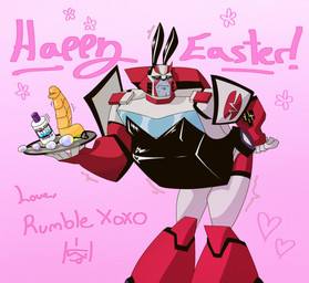 5_fingers age_difference anal_beads big_chest big_chin blue_blush blue_eyes blush bunny_costume car clothing costume dildo easter_egg fake_ears fake_rabbit_ears fingers flower heart_symbol holding_tray holidays lube_bottle machine male mouth_closed no_pupils older_male on_model pink_background pink_text plant posing_for_picture sex_toy simple_background solo text vehicle xoxo rumbling-frenzy easter hasbro takara_tomy transformers transformers:_animated_(2007) ratchet_(transformer) cybertronian humanoid robot robot_humanoid 2026 digital_drawing_(artwork) digital_media_(artwork) english_description english_text hi_res signature