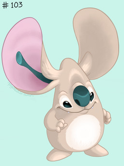 4_fingers ambiguous_gender anthro big_ears biped closed_smile cute_fangs cyan_background fangs featureless_feet feet fingers fur mouth_closed pink_inner_ear simple_background smile solo stamen standing tan_body tan_fur teal_eyes teal_nose teeth text psychedelic-lemur disney lilo_and_stitch stamen_(lilo_and_stitch) alien experiment_(lilo_and_stitch) mammal rodent 3:4 artist_name signature