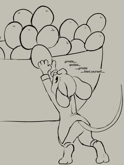 anthro bowl clothed clothing container food fruit grape male micro mouse_tail plant servant solo muhny lyle_(muhny) mammal mouse murid murine rodent