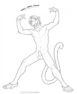 5_fingers 5_toes anthro backwards_baseball_cap backwards_hat balls barefoot baseball_cap biped clothing dialogue erection eyebrows feet fingernails fingers foreskin fur genitals gesture hair hand_gesture hat headgear headwear humanoid_genitalia humanoid_penis looking_at_viewer male mostly_nude nails navel nipples nude open_mouth partially_retracted_foreskin penis pointing prehensile_feet simple_background small_penis small_penis_appreciation solo teeth text toenails toes tongue white_background spelunker_sal jerr atelid haplorhine mammal monkey new_world_monkey primate spider_monkey black_and_white english_text hi_res monochrome url