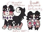 ambiguous_gender blush blush_lines blush_stickers cheek_tuft countershading ear_tuft eyelashes facial_tuft feral floppy_ears folded_ears leg_tuft pawpads paws purple_eyes simplified_pawpads solo tail tail_tuft text tuft jackrabbit_(artist) fakemon nintendo pokemon biscotti_(jackrabbit) bernese_mountain_dog canid canine canis domestic_dog generation_7_pokemon mammal molosser mountain_dog pokemon_(species) rockruff swiss_mountain_dog 2023 4:3 digital_media_(artwork) english_text hi_res ibispaint_(artwork) model_sheet nonbinary_(lore)